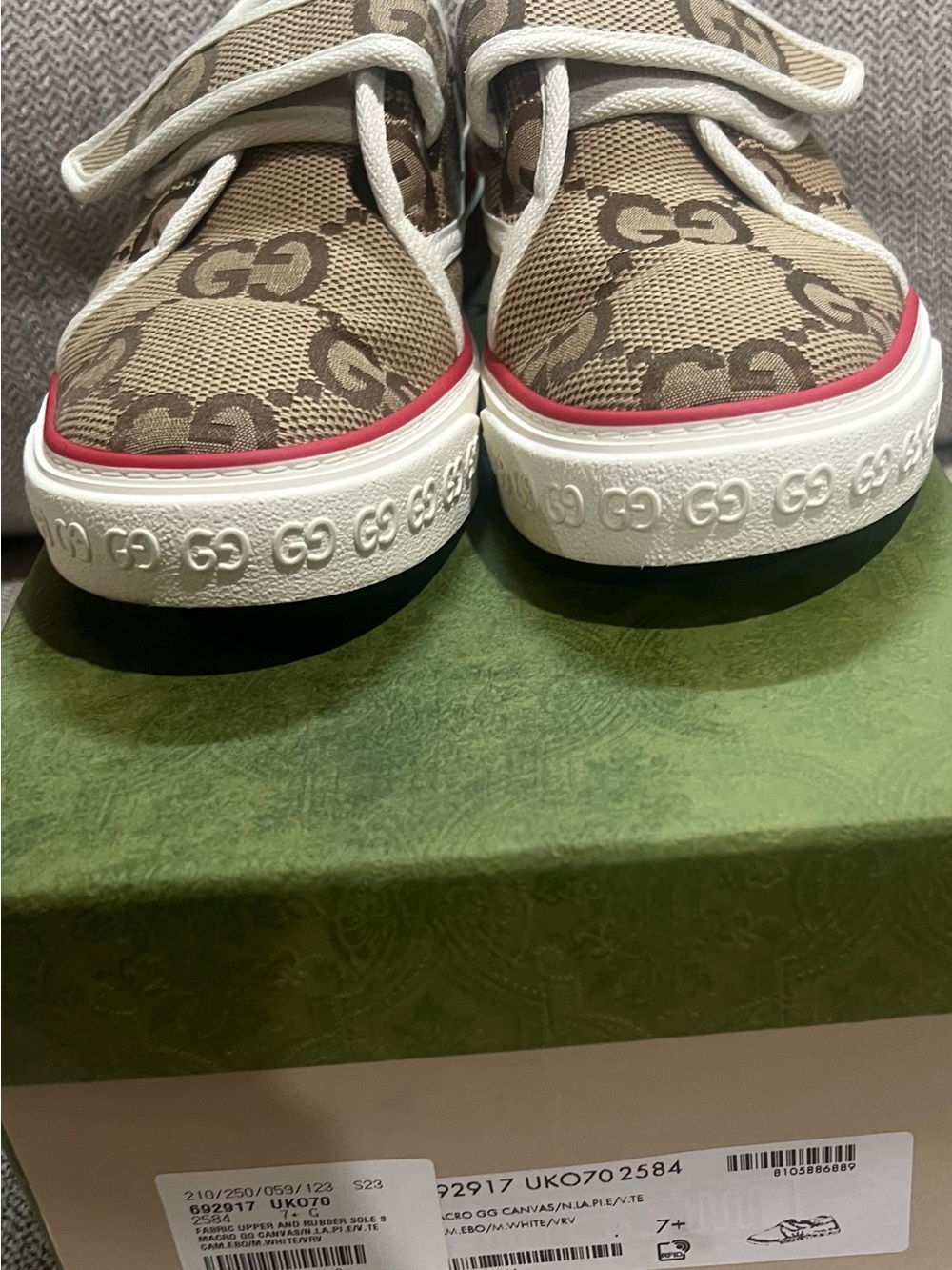 Gucci MEN Brown GG Canvas Velcro Sneakers w/ Red Trim. Size- SEE DESCRIPTION ❤️ - Picture 2 of 7